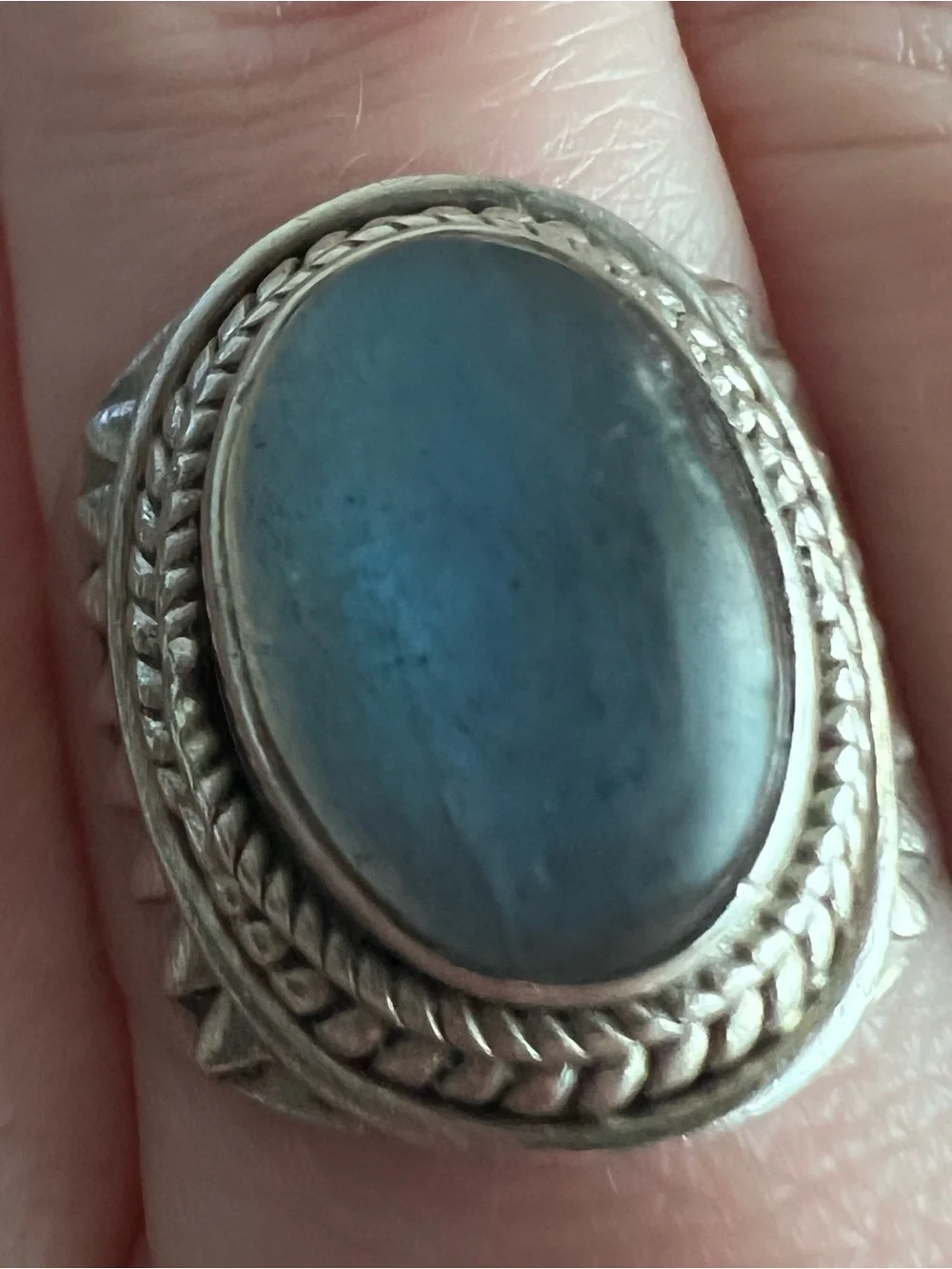 925 Sterling Silver Oval Labradorite Or Rainbow Moonstone Ring Size 8.75